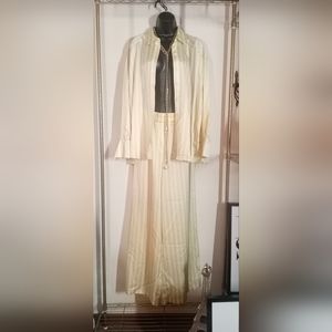 2 PC Pantsuit. Forever 21 Top (L). Pant (XL). Yellow/Green & Silver Stripes. NWT